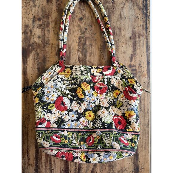 VERA BRADLEY ANGLE TOTE POPPY FIELDS Bag Rolled Handles Retired Pattern‎ - Picture 13 of 14